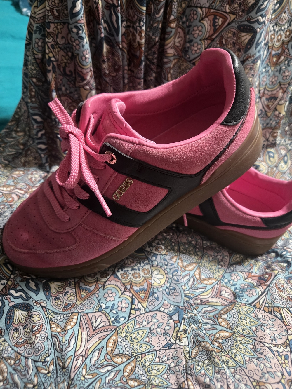 GUESS Pink Suede Platform Sneaker - Women's